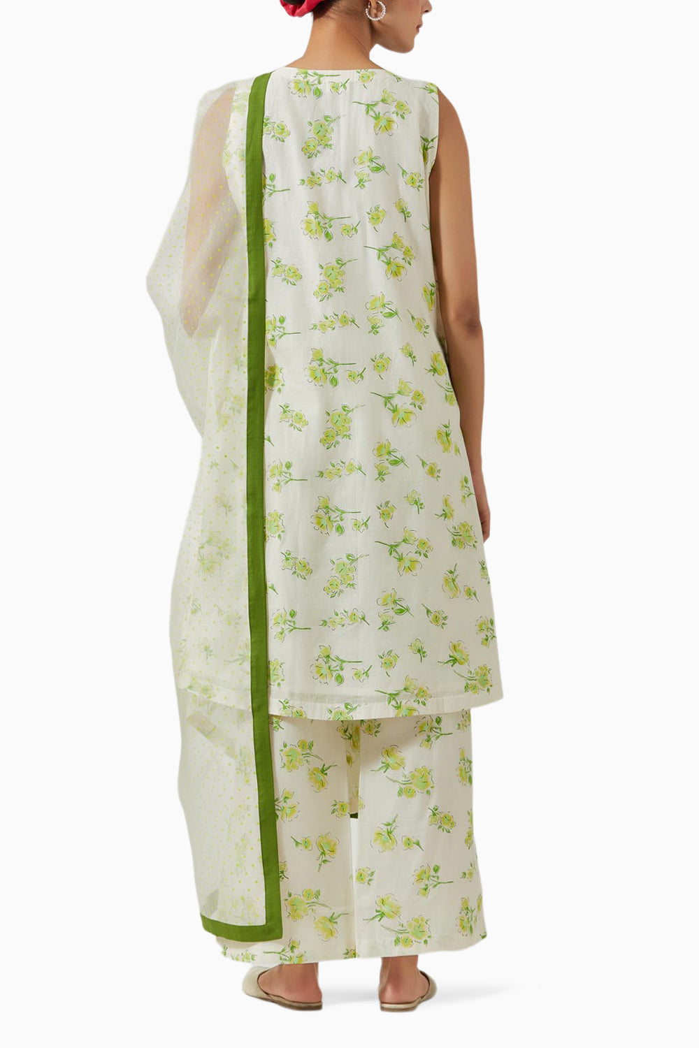 Ivory & Green Printed Kurta Set