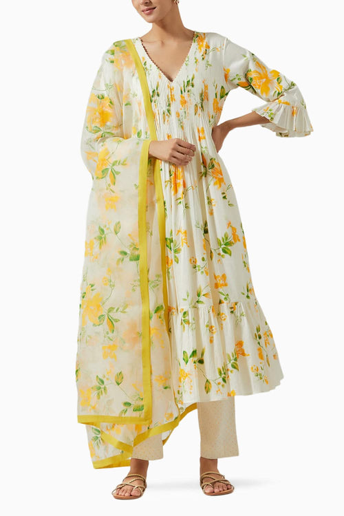 Ivory Multicolor Printed Kurta Set