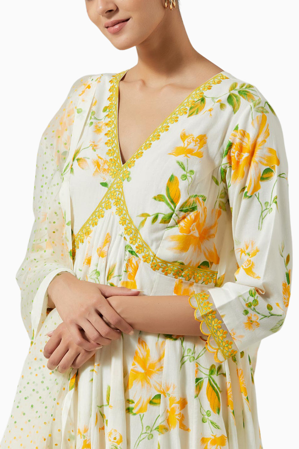 Ivory Multicolor Printed & Embroidered Kurta Set