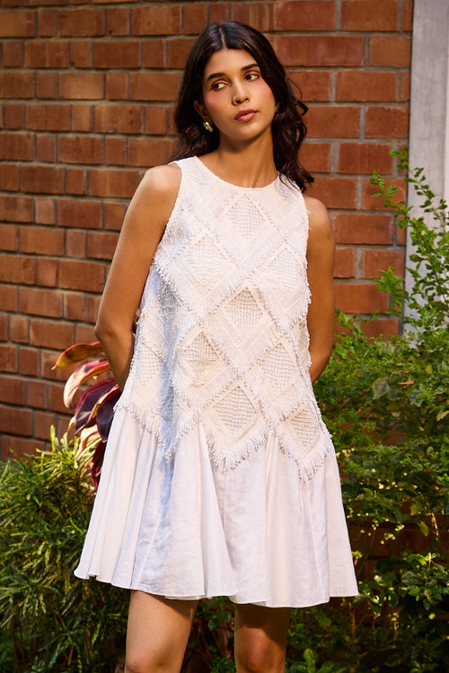 Ivory Lace Flare Shift Dress