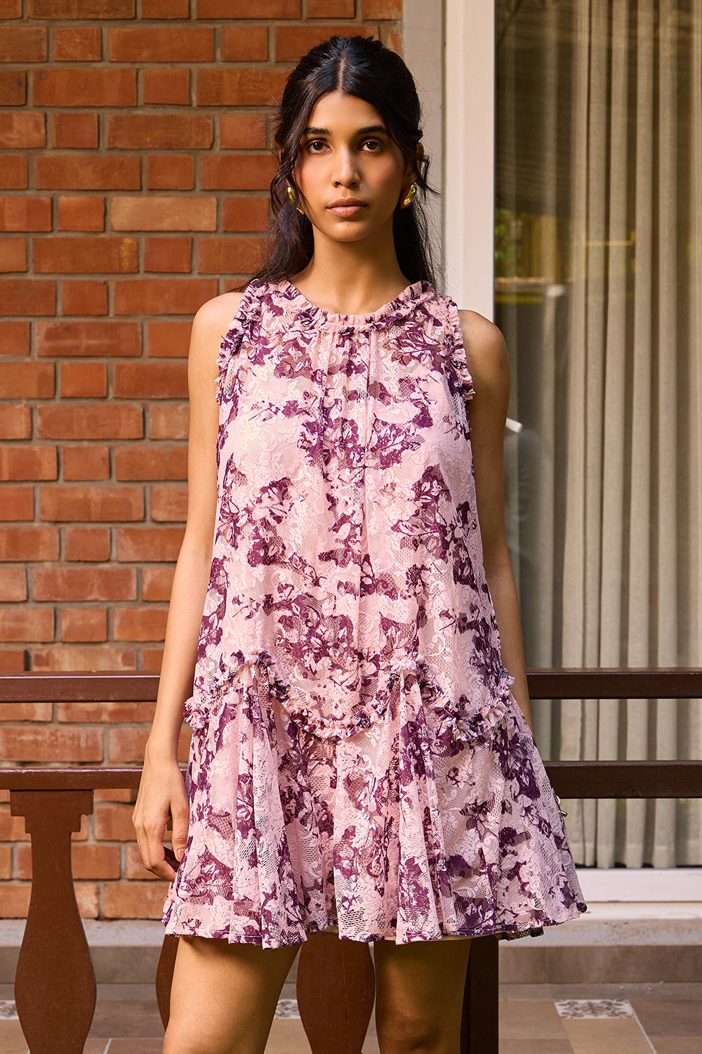Plum Lace Short Dress
