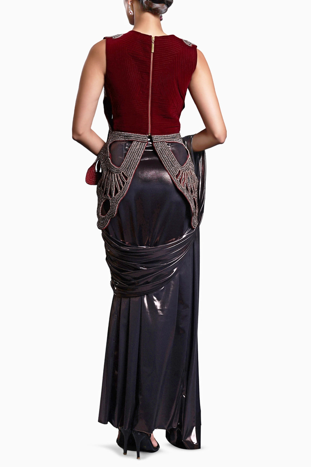 CF Gunmetal Draped Saree