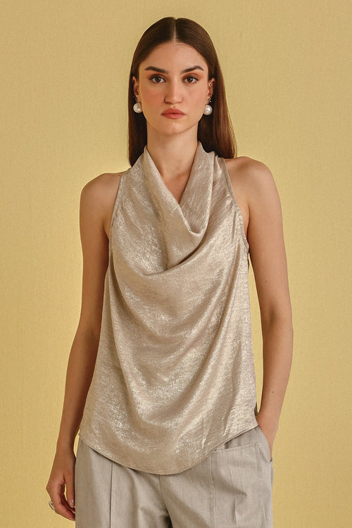 Shimmer Cowl Neck Top
