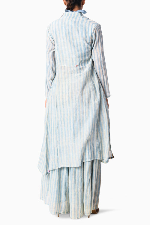 Wrap Tie Sky Shima Tama Co-ord