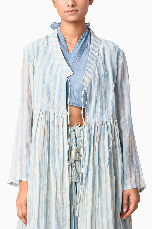 Wrap Tie Sky Shima Tama Co-ord