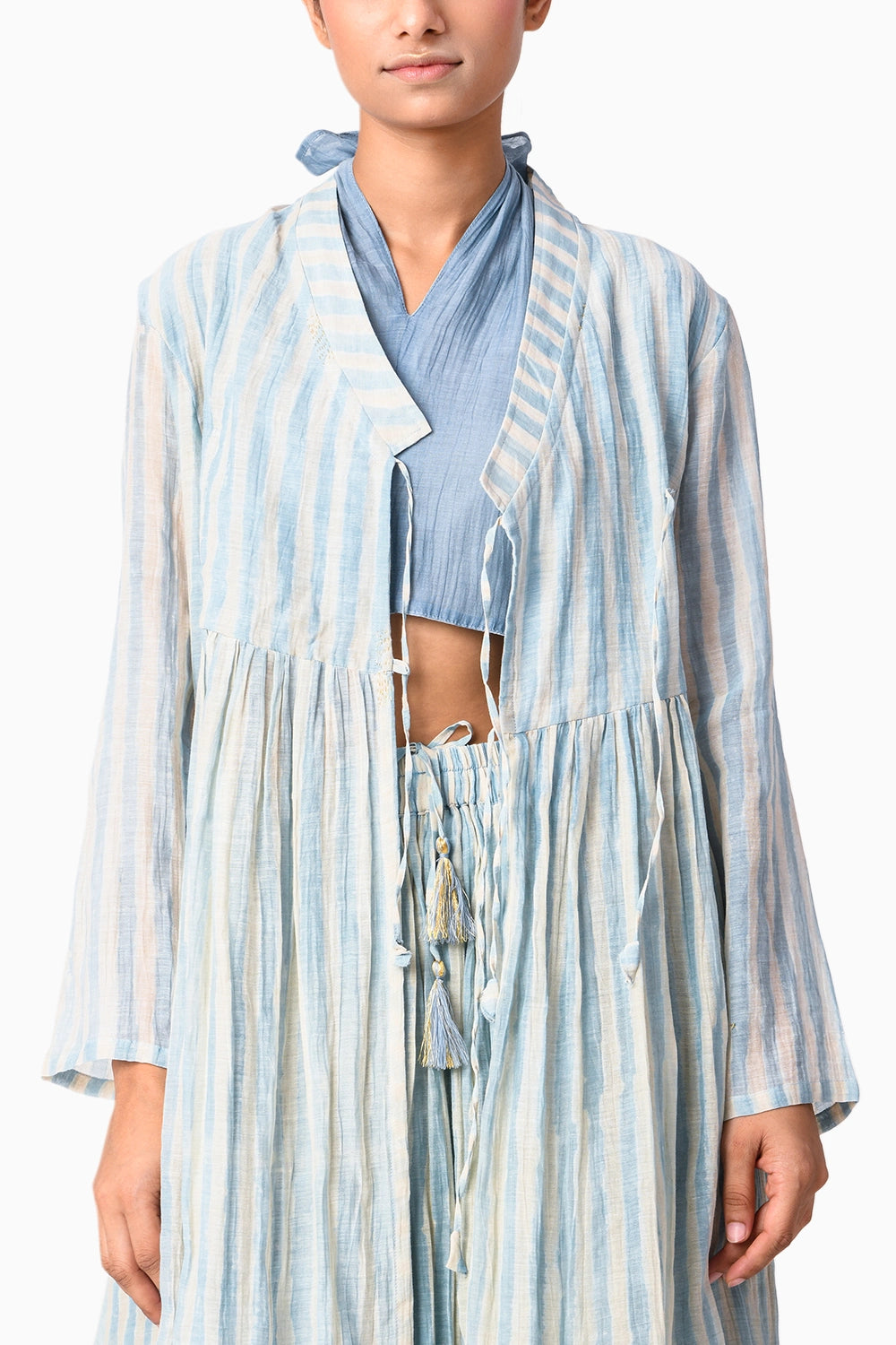 Wrap Tie Sky Shima Tama Co-ord