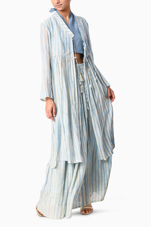 Wrap Tie Sky Shima Tama Co-ord