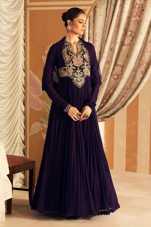 Banafsha Purple Anarkali Set