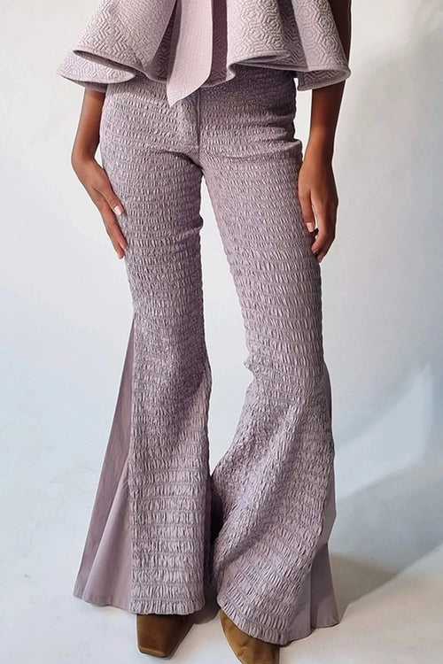Light Lilac Smocked Flared Pants