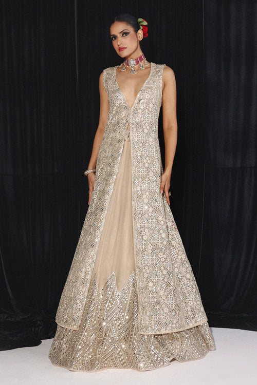 Gold Diamond Applique Lehenga Set