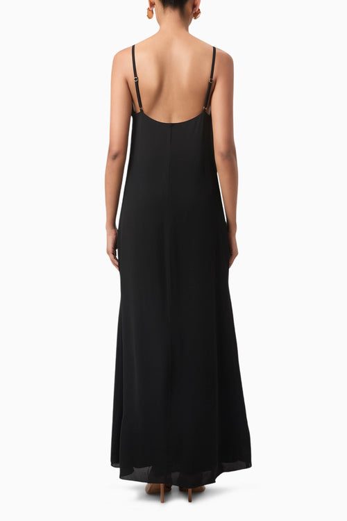 Black Front Slit Drape Top