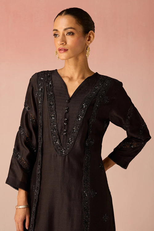 Midnight Bahaara Chanderi Silk Kurta Set