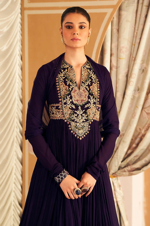 Banafsha Purple Anarkali Set