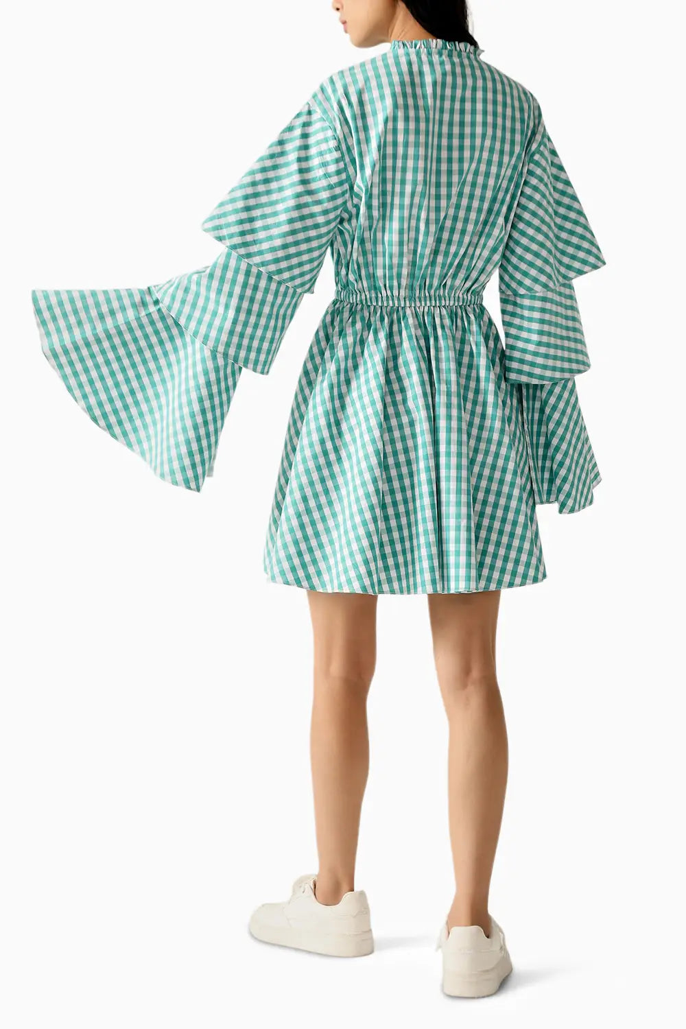Betty Green-White Checks Dress