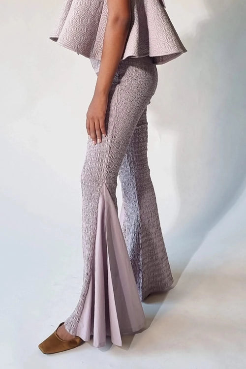 Light Lilac Smocked Flared Pants