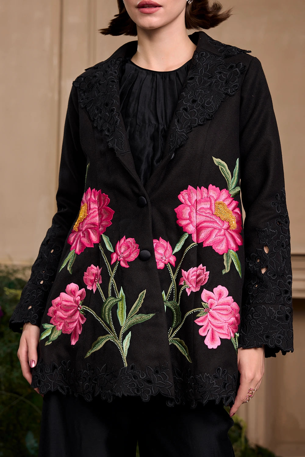 Black Rose Flared Jacket