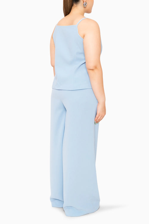 Frosted Blue Vest With Wide-Leg Trousers
