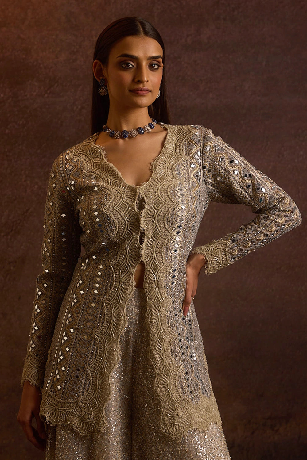 Caru Fully Embellished Short Jacket Kurta Set