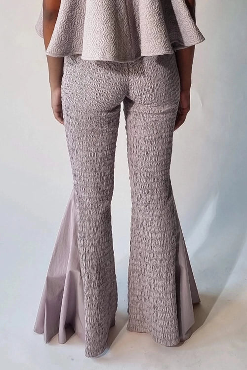 Light Lilac Smocked Flared Pants