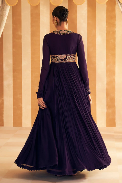 Banafsha Purple Anarkali Set
