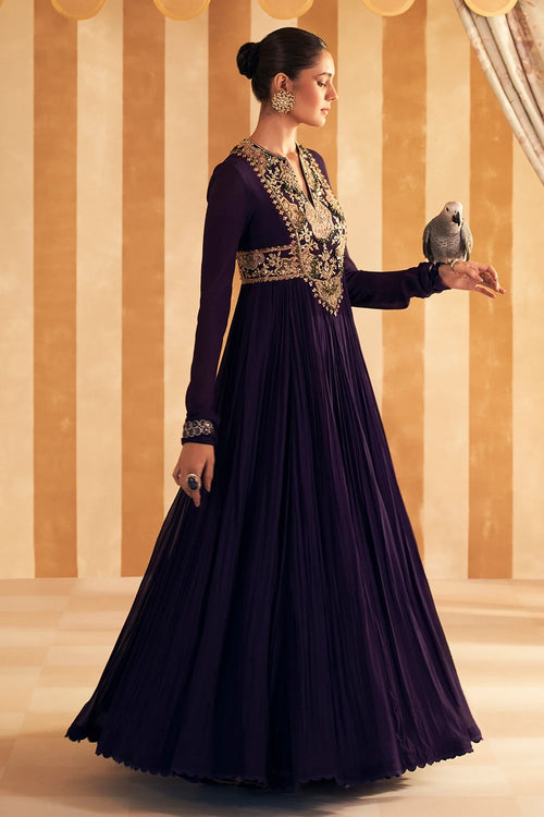 Banafsha Purple Anarkali Set
