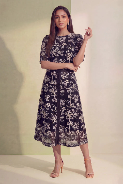 Midnight Bloom Skirt Set