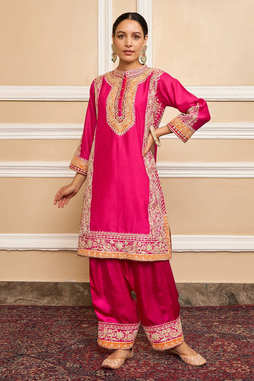 Naayaab Hotpink Straight Kurta with Salwar and Dupatta