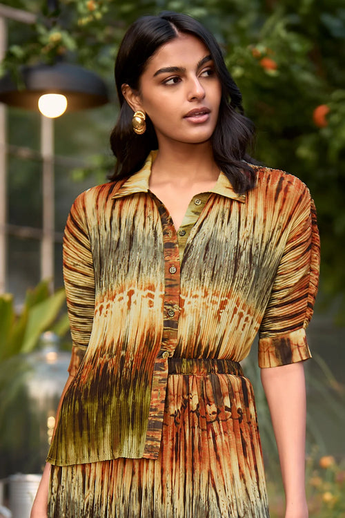 Pleated Multi Tie Dye Shirt