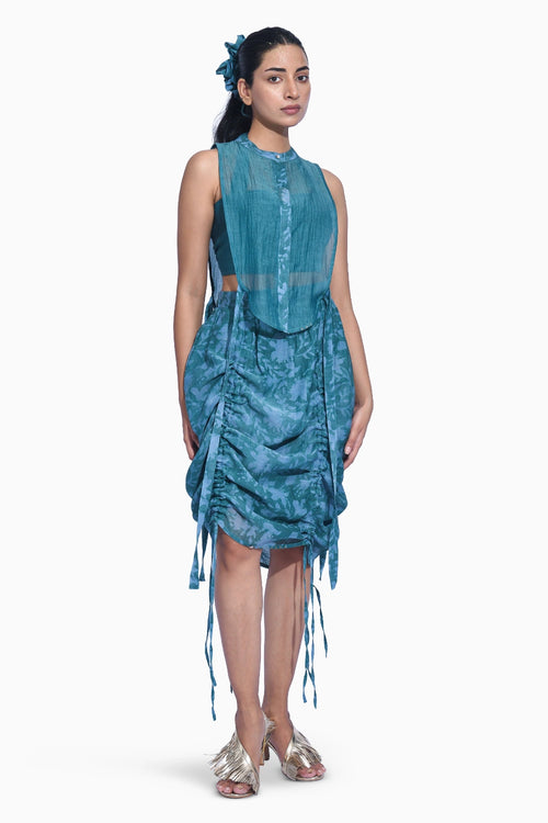 Teal Yoke Skirt Set