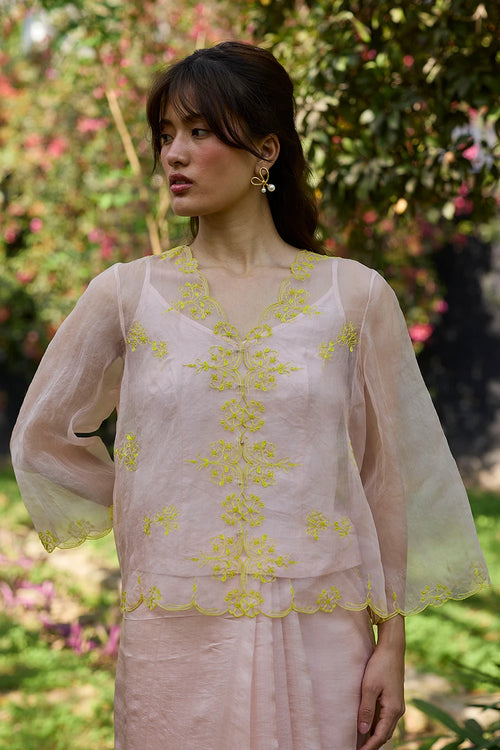 First Light Pink Embroidered Blouse