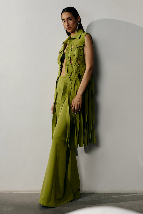 Wasabi Loop Trench With Wasabi Bell Bottom Pants
