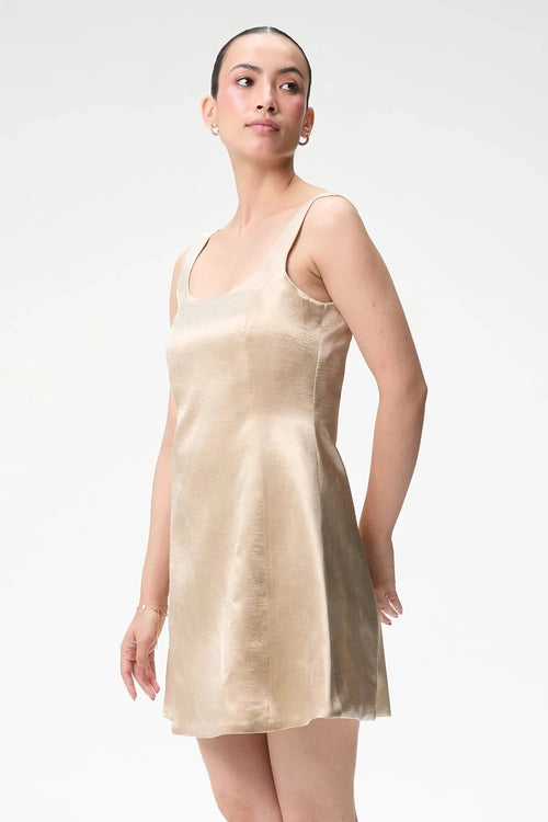 Champagne Mini Dress with Bubble Sleeve Crop Jacket