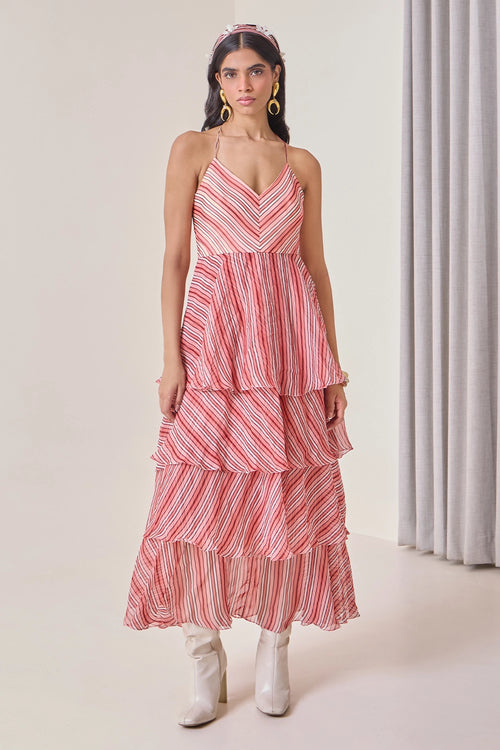 Plum Ruffled Maxi Dress