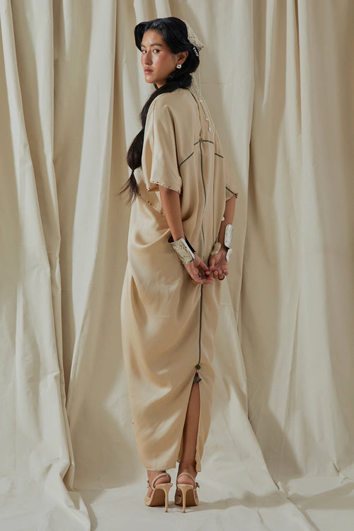 Ecru Kora Tashan Silk Zia Trapeze Dress
