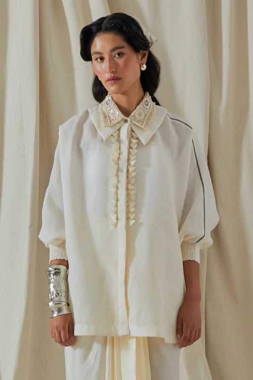 Mogra Kora Linen Mandala Shirt