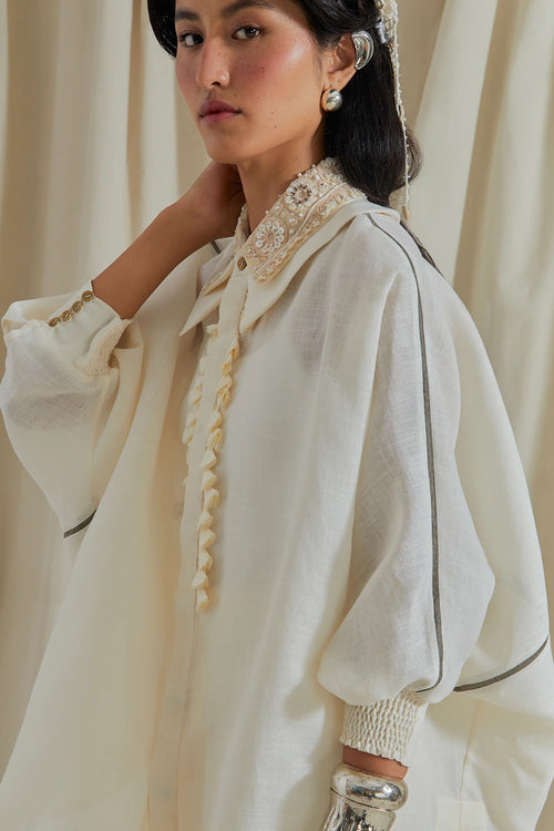 Mogra Kora Linen Mandala Shirt