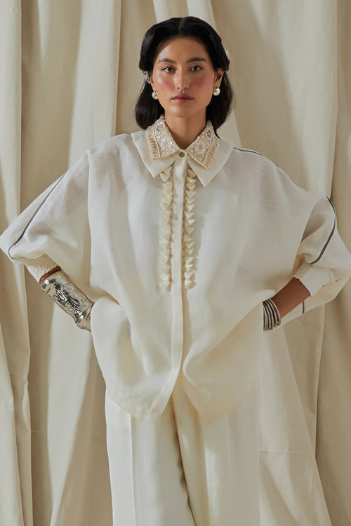 Mogra Kora Linen Mandala Shirt