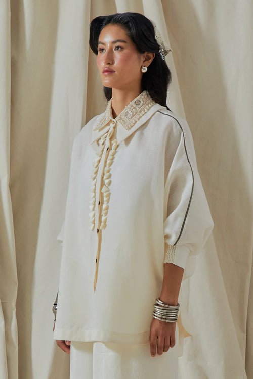 Mogra Kora Linen Mandala Shirt