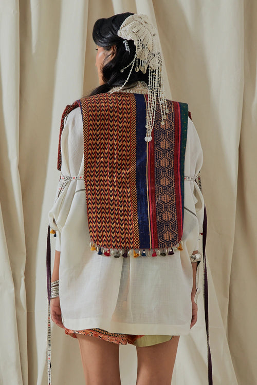 Mogra Kora Zuri Cotton Silk Gilet Set