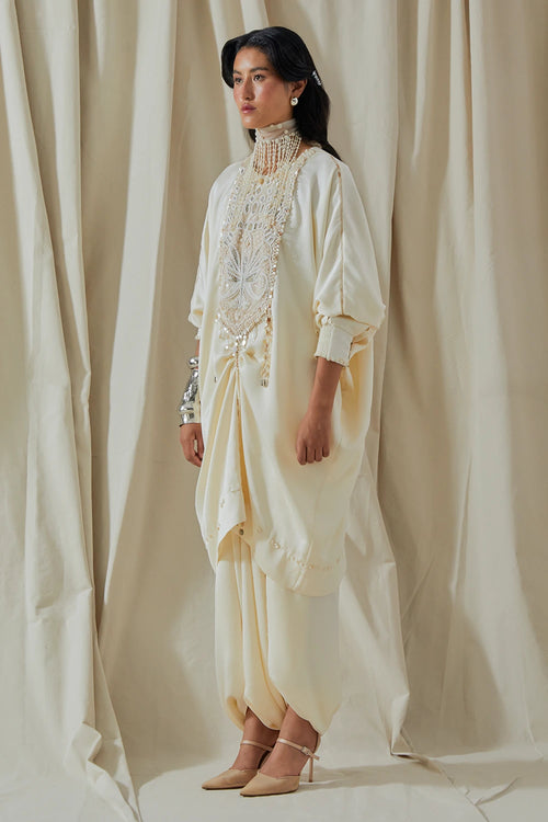 Mogra Kora Kuru Trapeze Tunic With Trousers