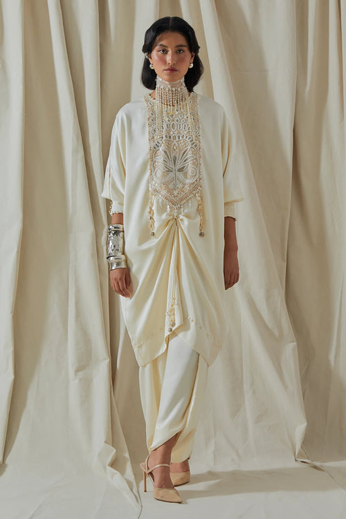 Mogra Kora Kuru Trapeze Tunic With Trousers