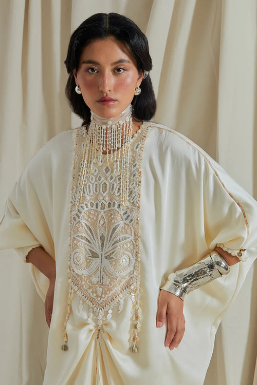 Mogra Kora Kuru Trapeze Tunic With Trousers
