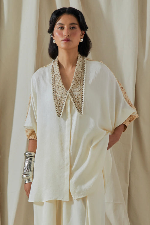 Mogra Kora Tashan Silk Mandala Shirt