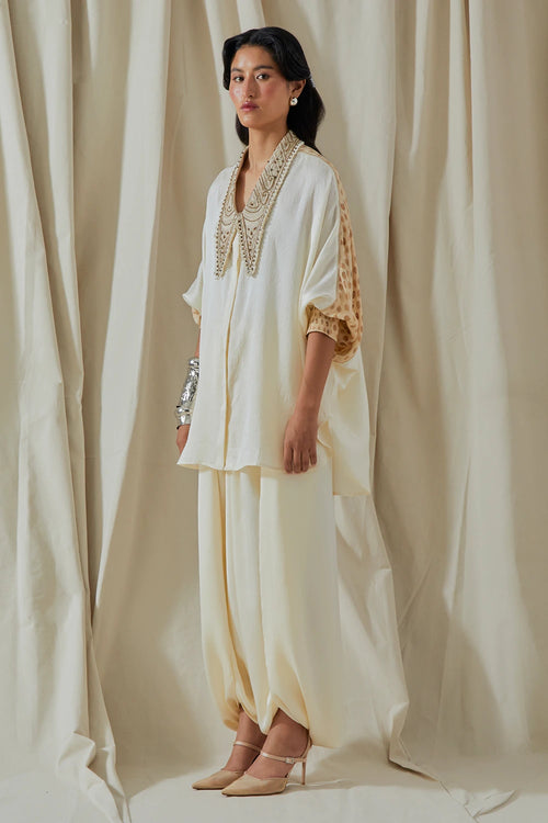 Mogra Kora Tashan Silk Mandala Shirt With Trousers