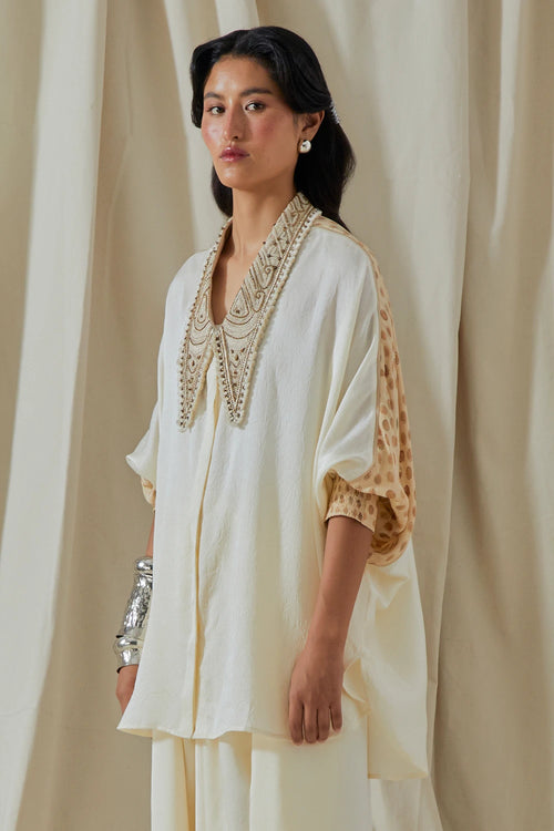 Mogra Kora Tashan Silk Mandala Shirt