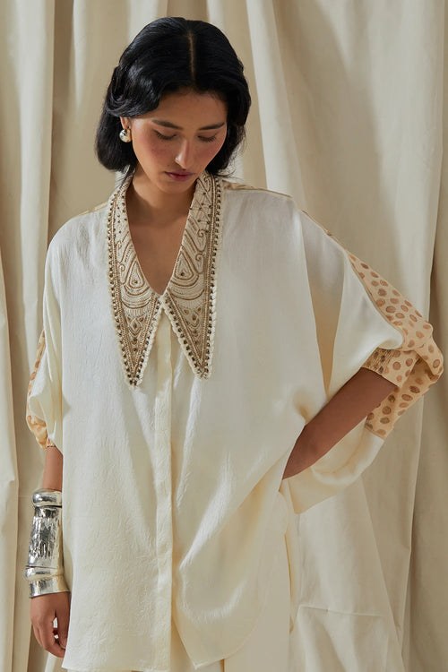 Mogra Kora Tashan Silk Mandala Shirt