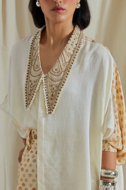 Mogra Kora Tashan Silk Mandala Shirt With Shorts