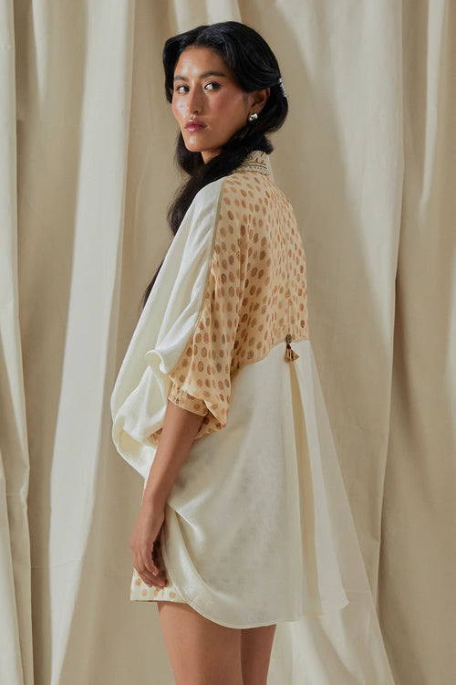 Mogra Kora Tashan Silk Mandala Shirt With Shorts