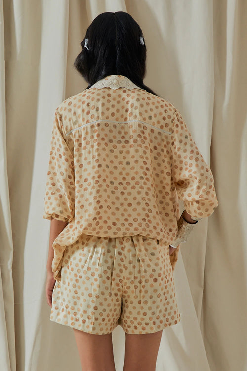 Ecru Kora Atri Printed Straight Shirt With Shorts