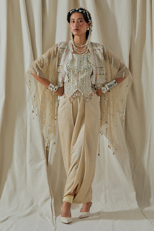 Ecru Kora Veni Dupatta Jacket Set